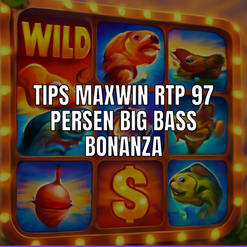 Gambaran warna-warni permainan slot Big Bass Bonanza dengan RTP 97%.